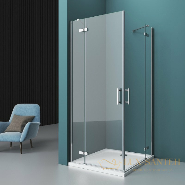 душевой уголок belbagno kraft kraft-ah-22-100/90-c-cr-l 100х90 см профиль хром, стекло прозрачное