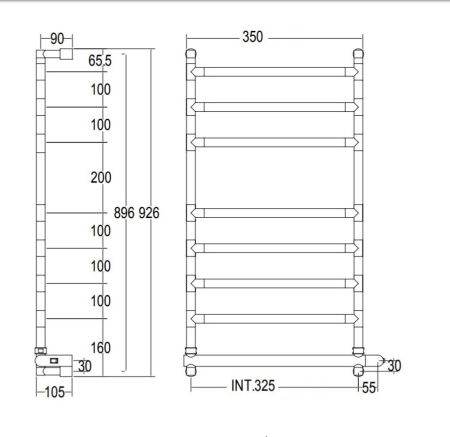 полотенцесушитель электрический margaroli sereno 584/8 58432508pcrb box, с полкой, 92,7х42, хром