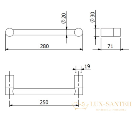 поручень прямой, kludi vela r, 58981n0, золото брашированное