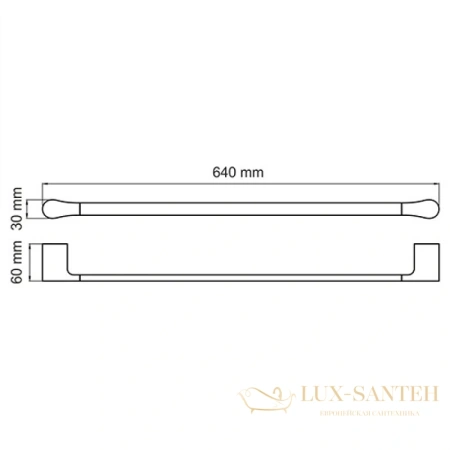 полотенцедержатель wasserkraft glan k-5130 64 см, черный глянец