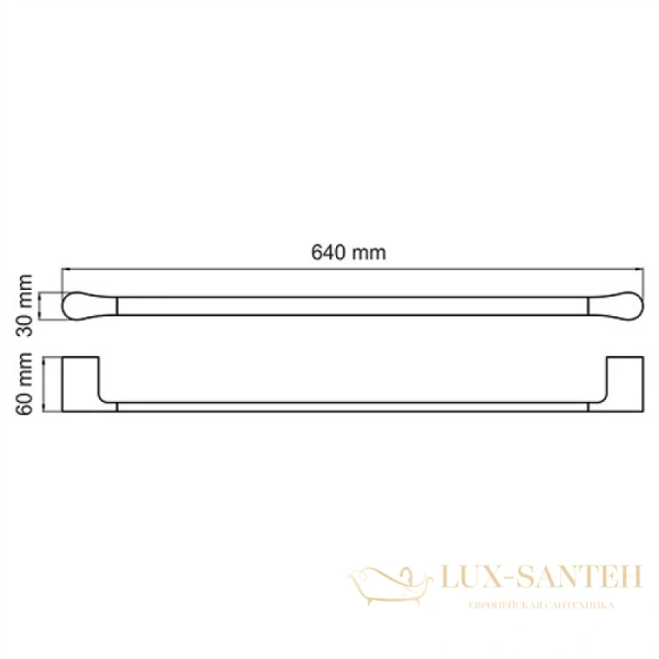 полотенцедержатель wasserkraft glan k-5130 64 см, черный глянец