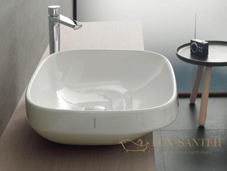 раковина накладная hatria abito a0yxxa02, без отверстий для смесителя, без перелива, 58x48x15 см, черный матовый