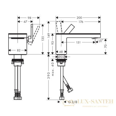 смеситель для раковины 70, axor myedition, 47012140, с донным клапаном, (без панели), шлифованная бронза