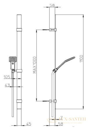 душевой гарнитур bossini agua life d46056.073, чёрный матовый