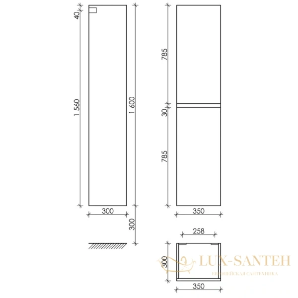 пенал sancos urban pur35eg l/r подвесной, дуб галифакс