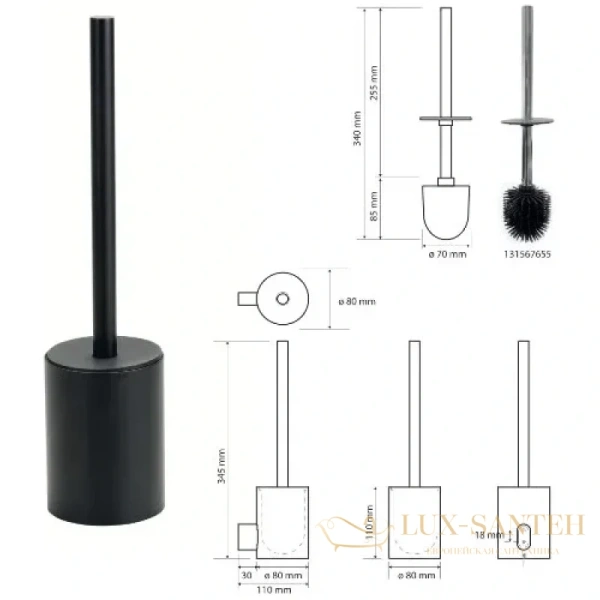 ершик bemeta organic 167113060 настенный, черный матовый