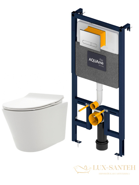 комплект aquame aqm42001cr: инсталляция с клавишей aqm4001cr, унитаз aqm2001 с быстросъемным сиденьем микролифт