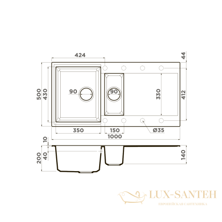 кухонная мойка omoikiri sakaime 100-2-gr tetogranit х leningrad grey, 4993562