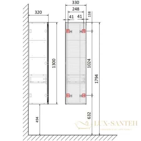 пенал jorno karat kar.04.123/p/bul подвесной, бук светлый