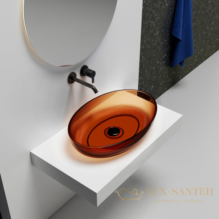 раковина накладная прозрачная abber kristall at2801opal, 60х40 см, коричневый