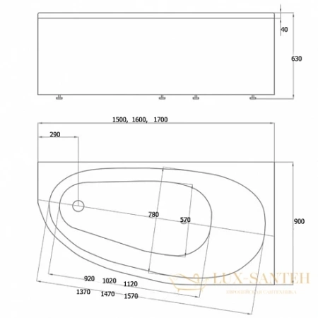 акриловая ванна aquatek дива 150x90 div150-0000002 правая, без гидромассажа