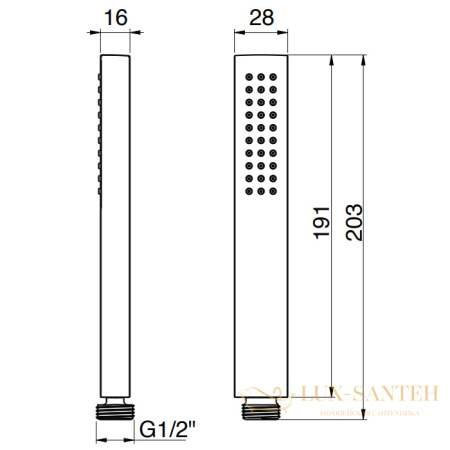 ручной душ thin almar hand showers e082094.hb, латунь брашированная pvd