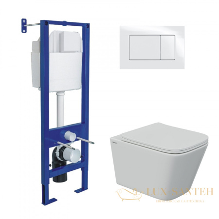 комплект berges 043368: подвесной унитаз floe s с системой инсталляции atom 410 и панелью смыва, белый