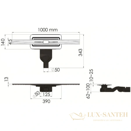 душевой канал berges simpel 091113 1000 мм, хром