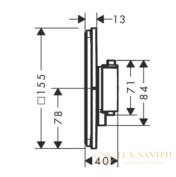 термостат для душа встраиваемый hansgrohe showerselect comfort q, 15583670, на 2 выхода,  черный матовый