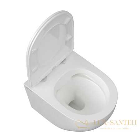 унитаз подвесной berges okus 081127 безободковый, с сиденьем микролифт, белый