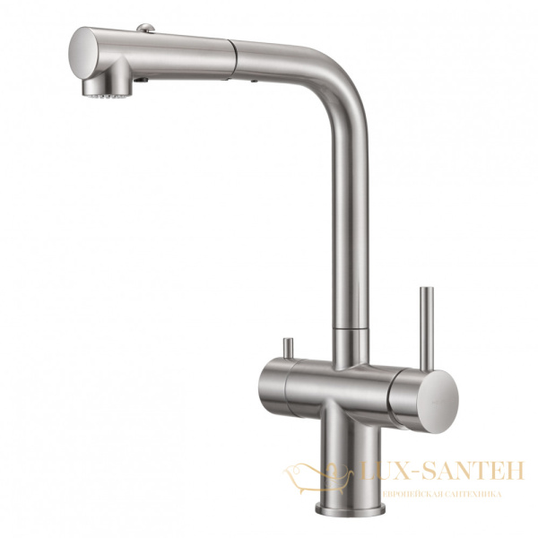 смеситель для кухни под фильтр с выдвижным изливом milacio mcu.561.ss, нержавеющая сталь