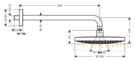 верхний душ hansgrohe raindance select s 240 2jet 26466400 с держателем 390 мм, ½’ белый/хром