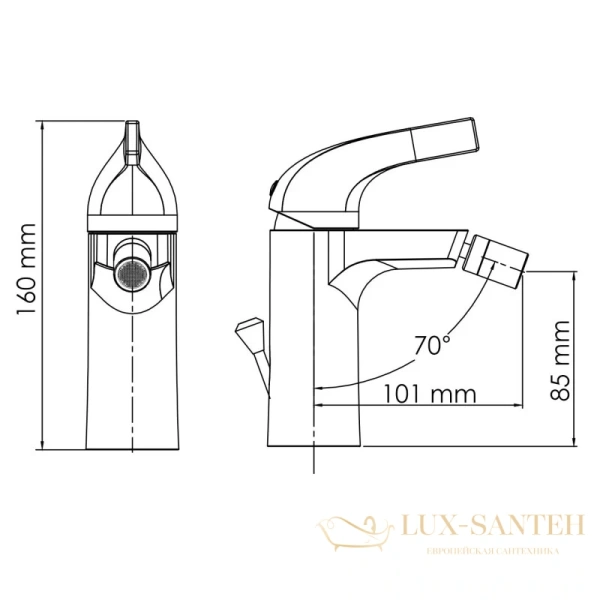 смеситель wasserkraft sauer 7106 для биде с донным клапаном, золото