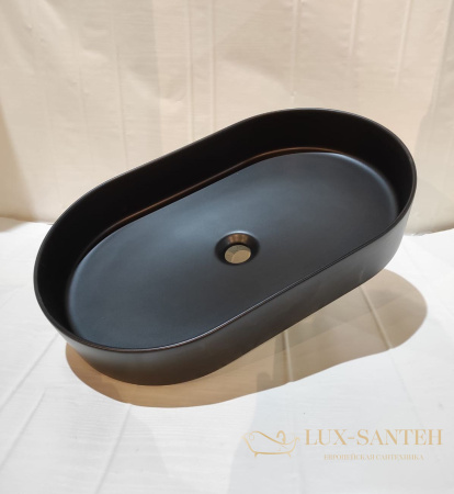 раковина овальная white ceramic blade w052705 накладная 60x36x12 см, черный матовый