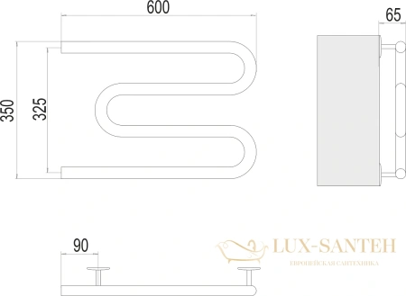 полотенцесушитель электрический terminus м-образный 4620768883927 25 псэ 600x350 тэн пр.
