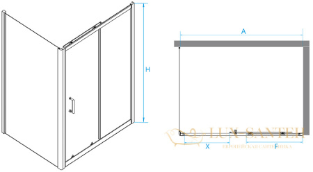 душевой уголок rgw passage 4108741129-14 pa-74-1b 120x90, профиль черный, стекло прозрачное