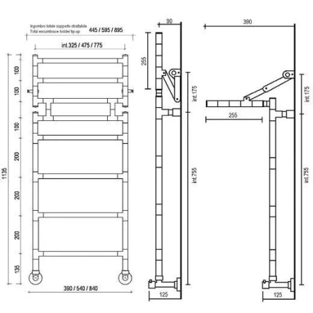 полотенцесушитель водяной margaroli sereno 483-8m с полкой, 113,5х51, 4834708whp, белый