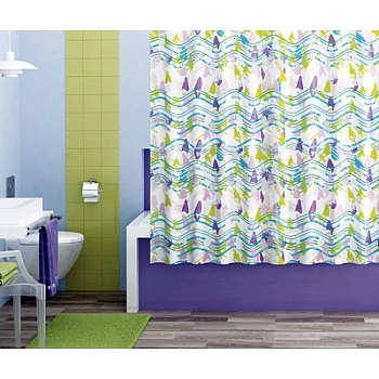 штора wasserkraft wern sc-25101 для ванной комнаты, белый, салатовый, синий, фиолетовый
