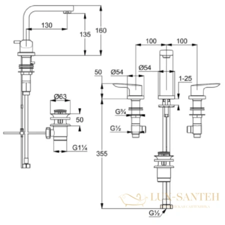 смеситель для раковины kludi pure&solid 343940575 с донным клапаном, хром