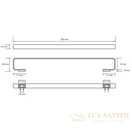 полотенцедержатель 60 см bemeta solo 139104282, хром