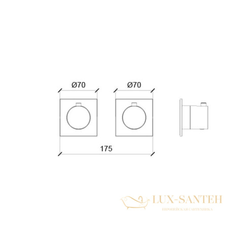 термостат для душа встраиваемый almar modular e180182.cr, внешняя часть, на 2-3 выхода, хром