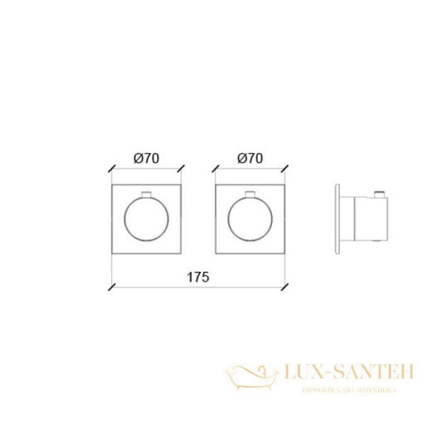 термостат для душа встраиваемый almar modular e180182.gm, внешняя часть, на 2-3 выхода, оружейная сталь брашированная pvd