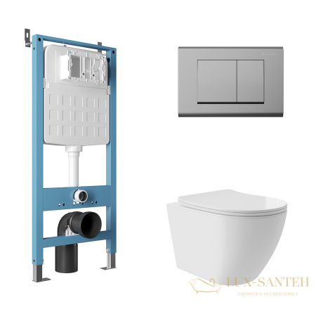 комплект aqueduto aqds130t, инсталляция tecnica novo, панель смыва quadrado, хром, унитаз ovo plus, сиденье микролифт, белый 