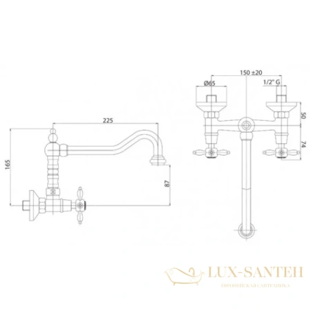 смеситель cezares nostalgia nostalgia-llp-03/24 для кухни, золото 24 карата