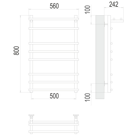 полотенцесушитель водяной terminus ватра 4670078529503 с полкой п8 500x800