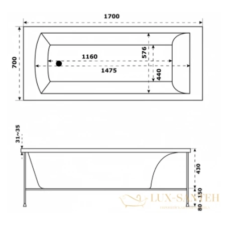 акриловая ванна jacob delafon ove 170х70 e6d302ru-00