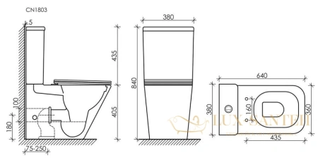 чаша напольного безободкового унитаза ceramica nova cubic cn1803-b с сиденьем микролифт, белый