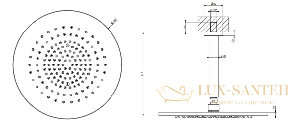 верхний душ gessi 316 shower 54152.299 ø 355 мм, black xl
