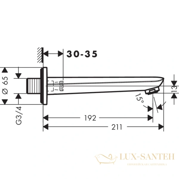 излив для ванной hansgrohe novus 71320000, хром