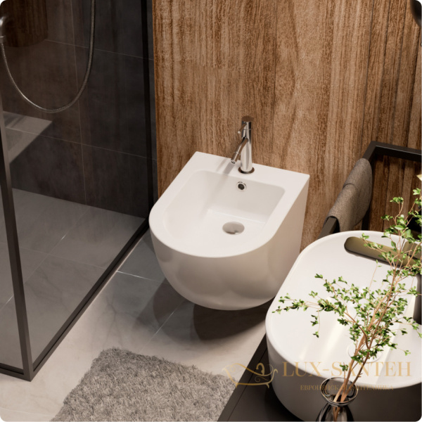 биде подвесное aquame aqm2102, с 1 отверстием под смеситель, белый глянцевый