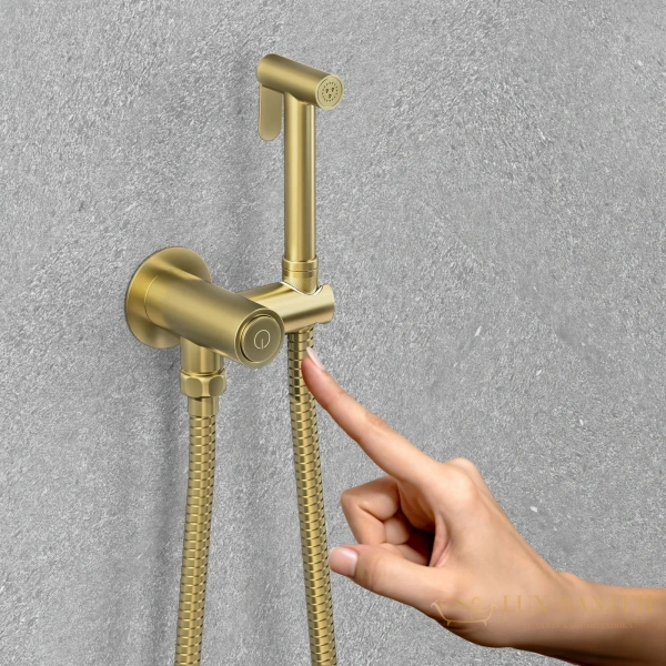 смеситель встраиваемый термостатический для раковины timo saona 2383/17sm, с гигиеническим душем,  золото матовое