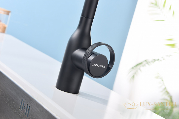 смеситель для кухни под фильтр с выдвижным изливом paulmark urban ur213104-401, антрацит