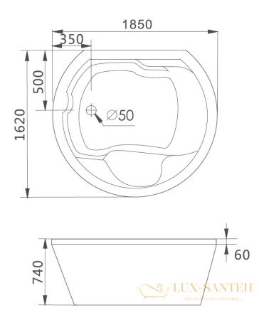 ванна акриловая гидромассажная gemy g9053 k, белый