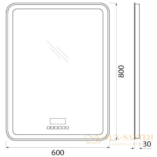 зеркало belbagno spc spc-mar-600-800-led-tch-rad с подсветкой, с сенсорным выключателем, с bluetooth, с термометром, с радио