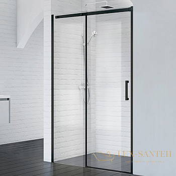 душевая дверь belbagno acqua acqua-bf-1-120-c-nero 120 см профиль черный, стекло прозрачное