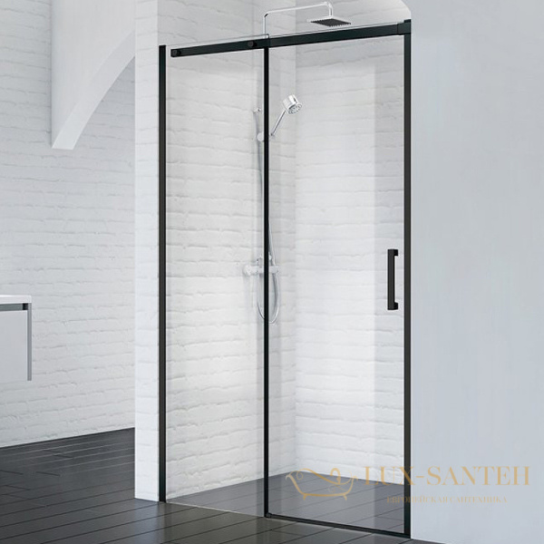 душевая дверь belbagno acqua acqua-bf-1-140-c-nero 140 см профиль черный, стекло прозрачное