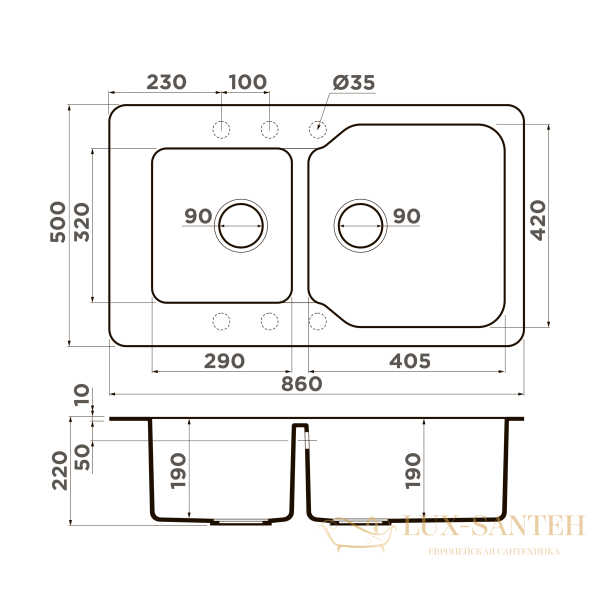 кухонная мойка omoikiri maru 86-2-sa tetogranit х бежевый, 4993286