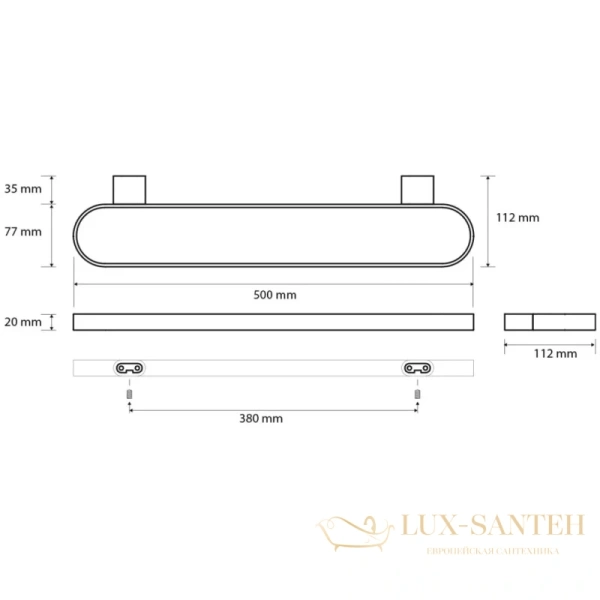 полотенцедержатель bemeta organic 167104400 50 см, черный матовый