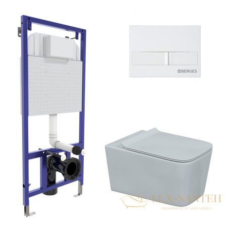 комплект berges  043284: подвесной унитаз floe с системой инсталляции novum 525 и панелью смыва, белый