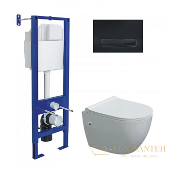 комплект berges 042445: подвесной унитаз okus с системой инсталляции atom 410 и панелью смыва, черный матовый